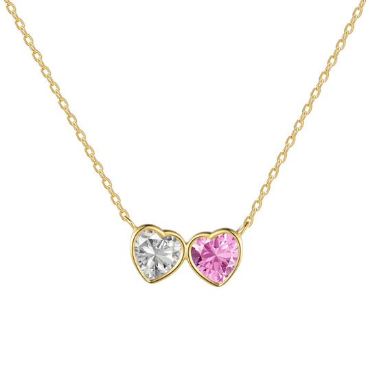 "Whispers of Love: Pink Zirconia Heart on Silver Chain"