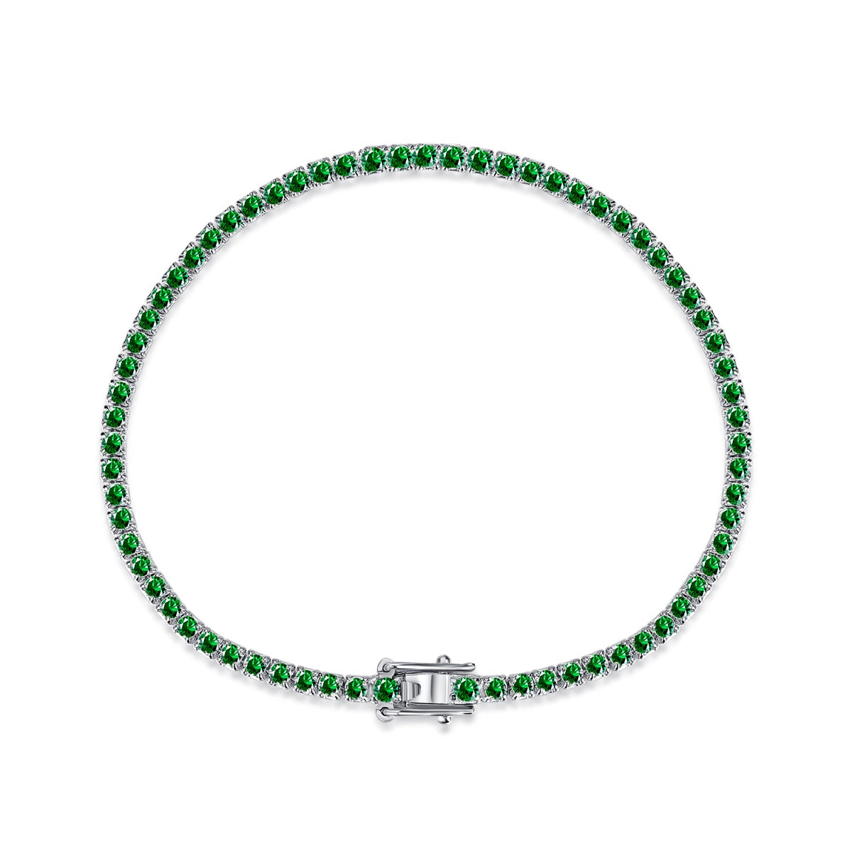 Silver Bracelet with Green Zirconia Stone