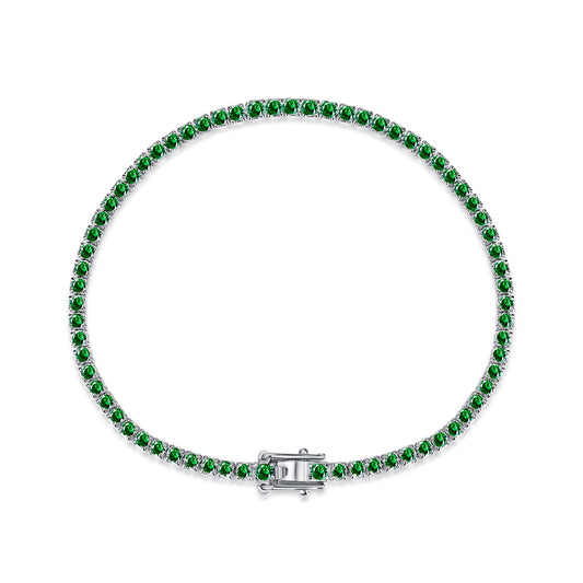 Silver Bracelet with Green Zirconia Stone