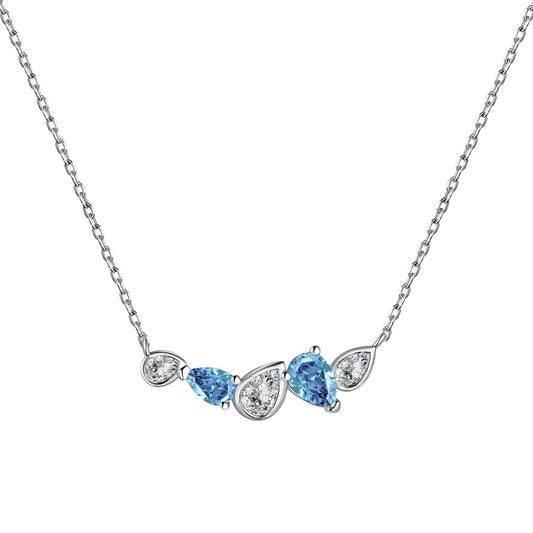 "Tender Passion: Blue Zirconia  Pendant on Sterling Silver Chain"