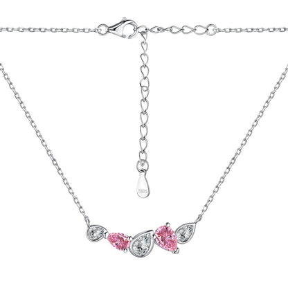 "Sweet Serenade: Silver Necklace Featuring a Pink Zirconia"