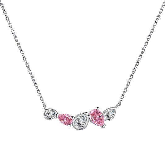 "Sweet Serenade: Silver Necklace Featuring a Pink Zirconia"