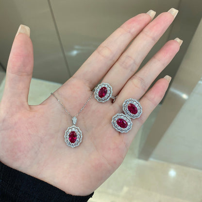 "Silver Necklace with Purple Zirconia."