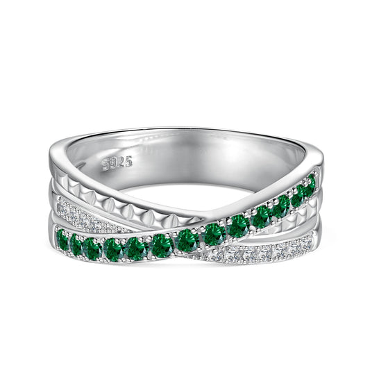 Green Zirconia Sterling Silver Ring