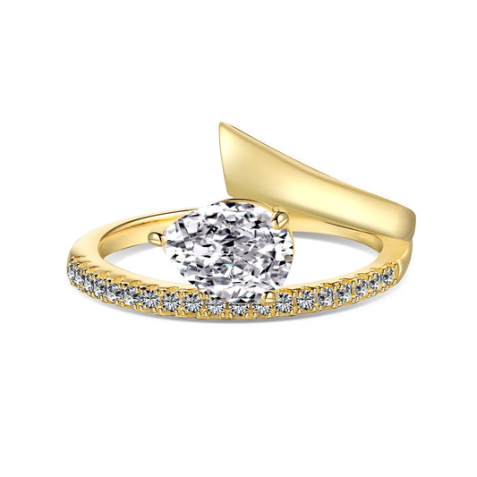 18K Gold-Plated Solitaire Zirconia Ring