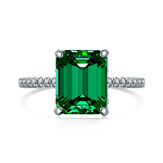 Silver Solitaire with Green Zirconia