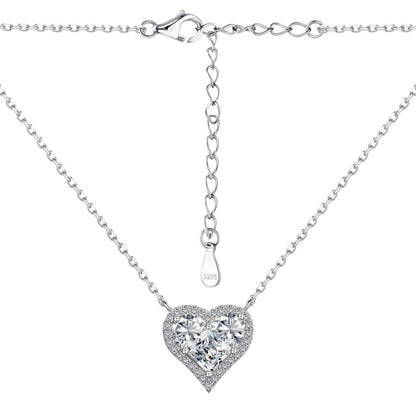 "Gilded Affection: Silver Necklace featuring Zirconia Heart"