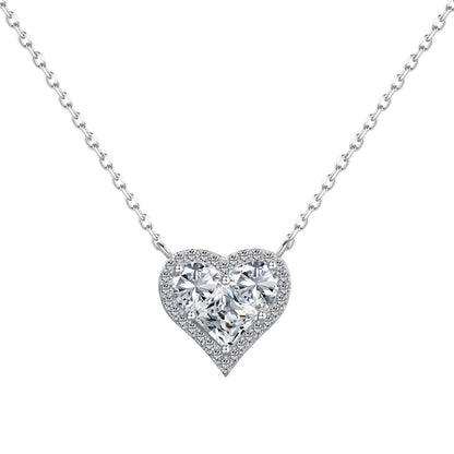 "Gilded Affection: Silver Necklace featuring Zirconia Heart"