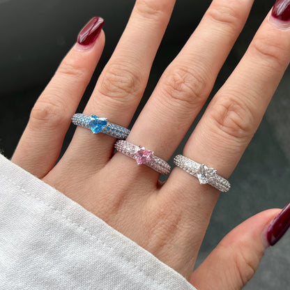 Silver Heart Zirconia Ring