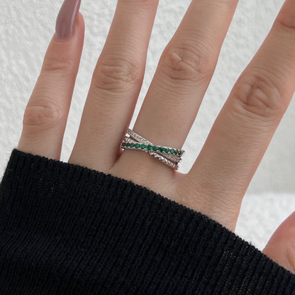 Green Zirconia Sterling Silver Ring