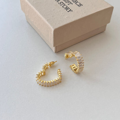 Luxurious Zirconia Hoop Earrings on Gold-Plated Silver