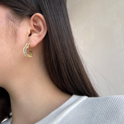 Luxurious Zirconia Hoop Earrings on Gold-Plated Silver