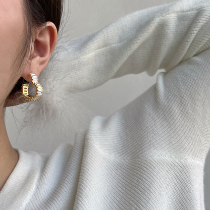 Luxurious Zirconia Hoop Earrings on Gold-Plated Silver