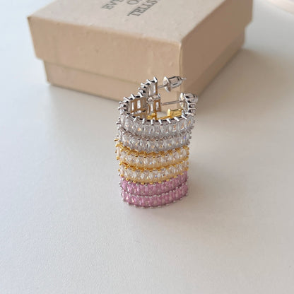 Luxurious Zirconia Hoop Earrings on Gold-Plated Silver