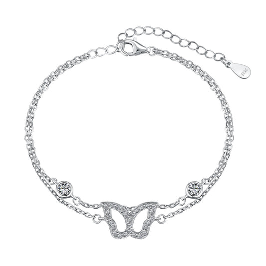 Butterfly Silver Bracelet with Zirconia