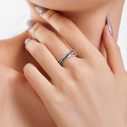 Green Zirconia Sterling Silver Ring
