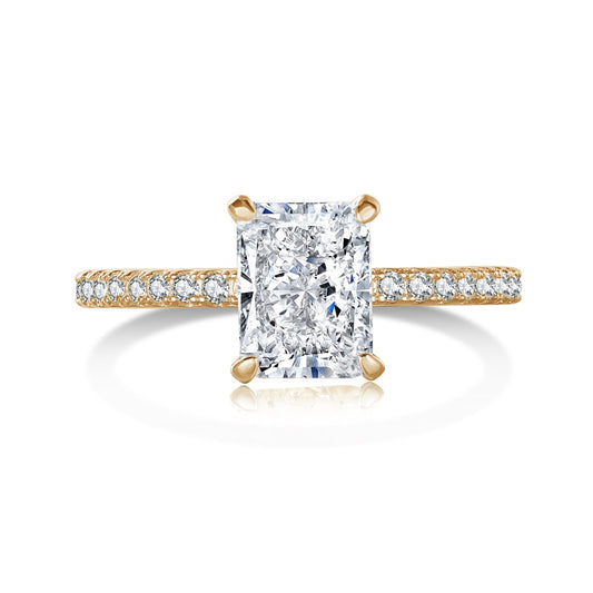 18K Gold-Plated Solitaire Silver Ring