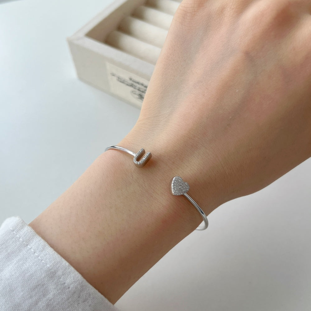 925 Silver Bangle Letter