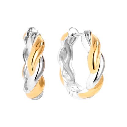 Gold & Silver Twist Hoop Stainless Steel Earrings