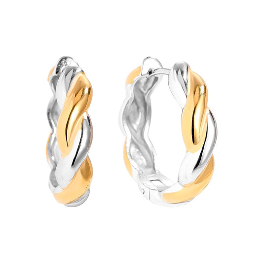Gold & Silver Twist Hoop Stainless Steel Earrings