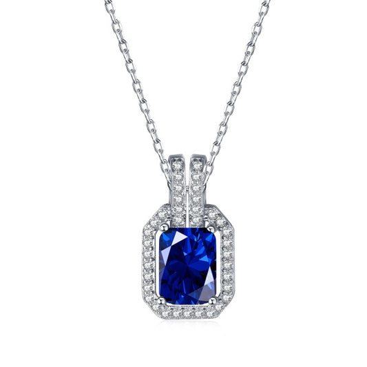 "Azure Sterling Silver Blue Zirconia Necklace"