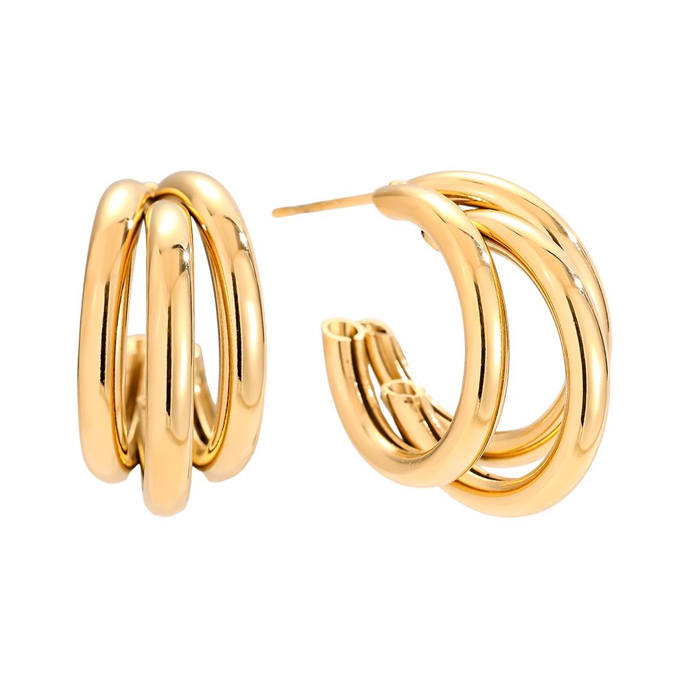 Three Hoop Stainless Steel Earrings