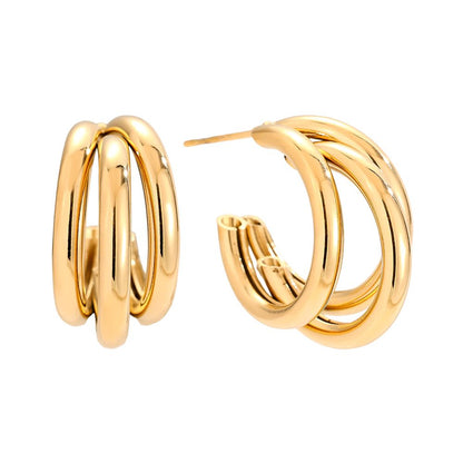Three Hoop Stainless Steel Earrings