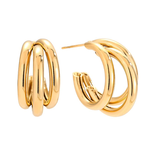 Three Hoop Stainless Steel Earrings