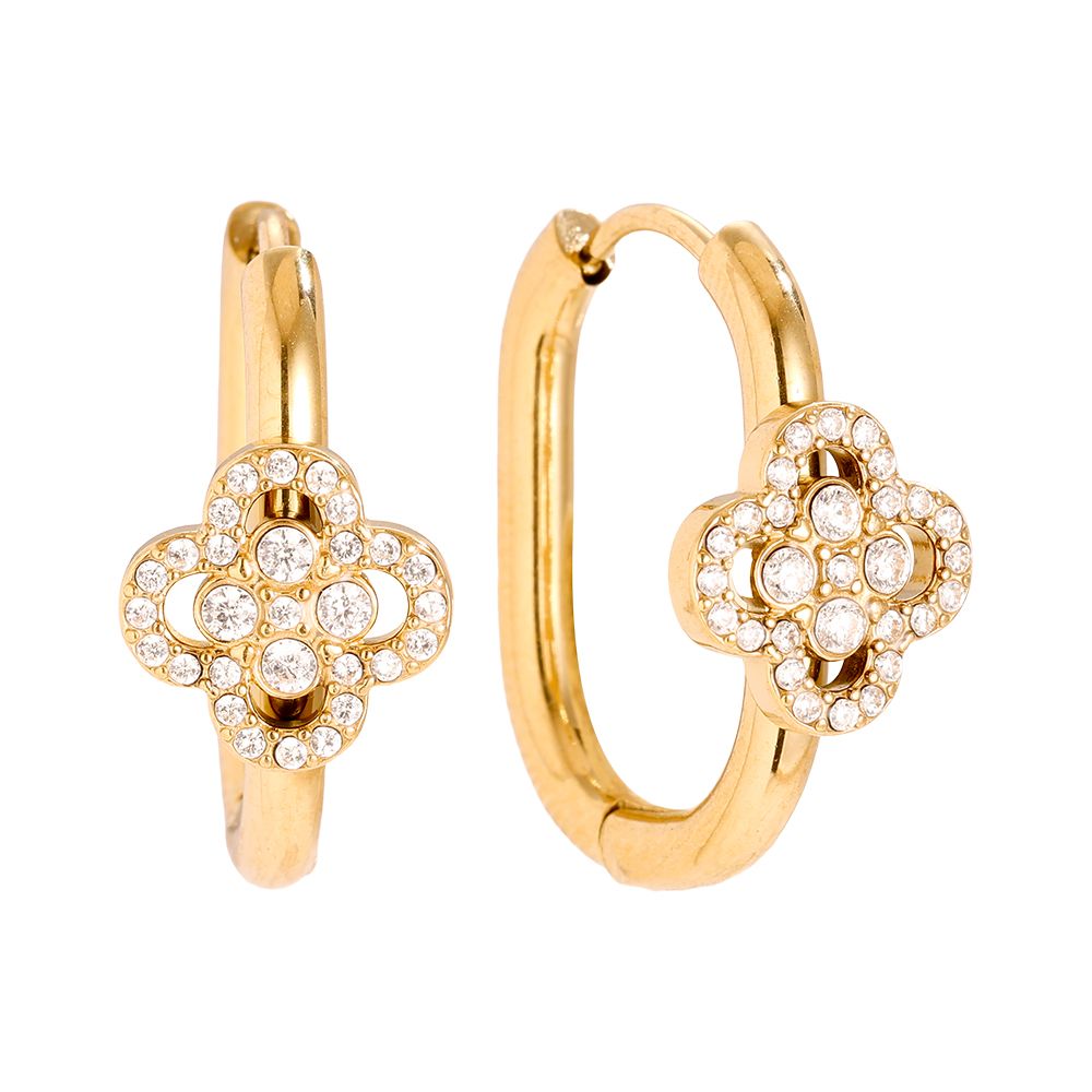 Lucky Flower Hoop Stainless Steel Earrings