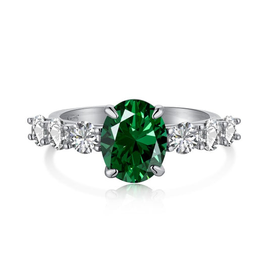 Silver Ring in Smaragd Green"