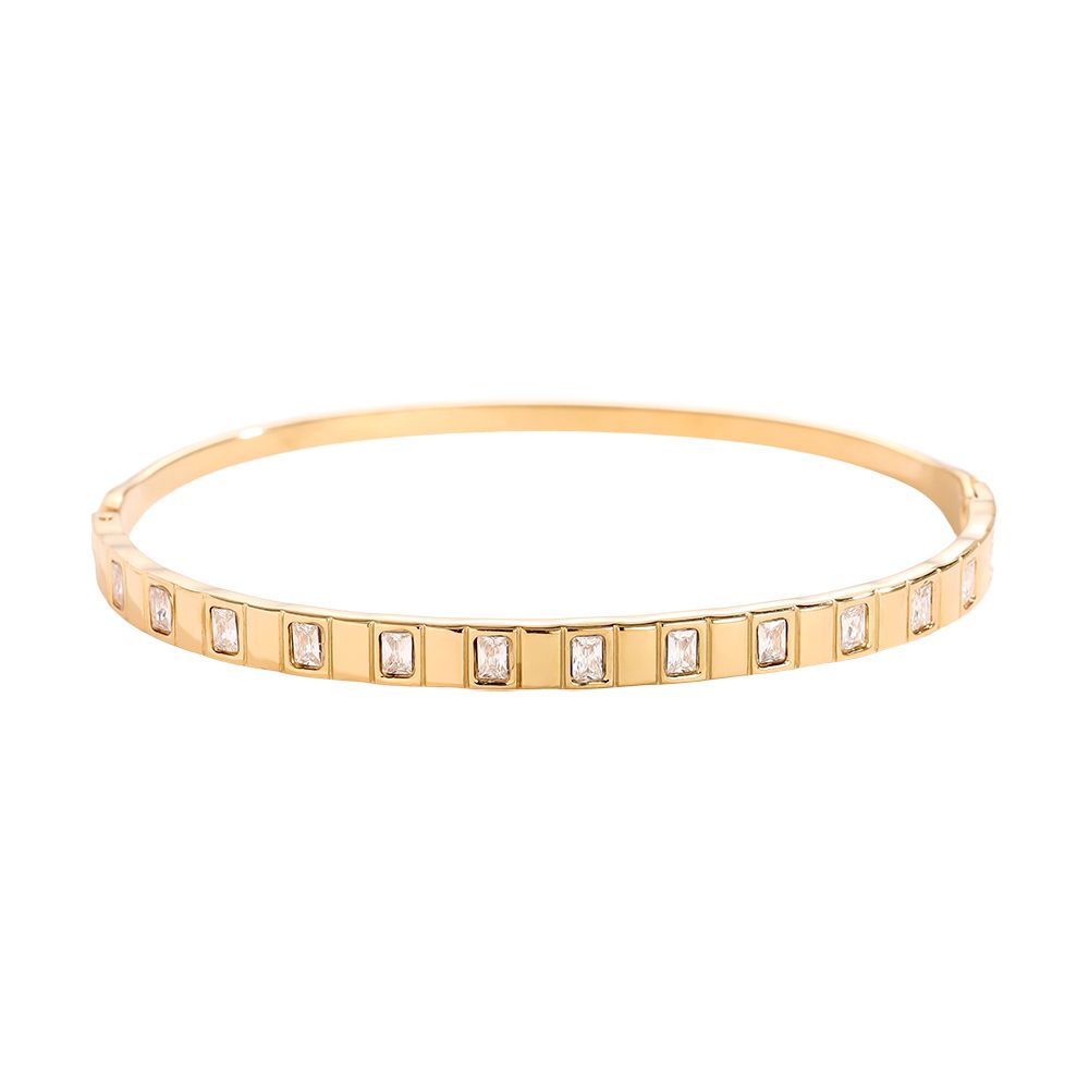 Cube Crystal Steel Bangle
