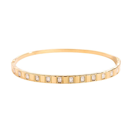 Cube Crystal Steel Bangle