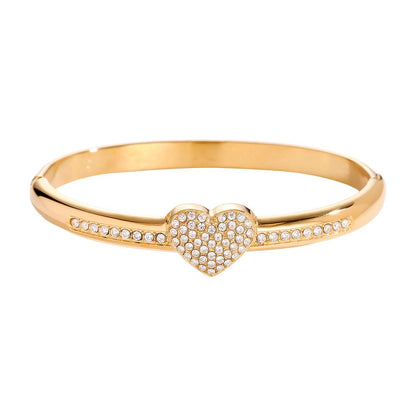 Heart Crystal Steel Bangle