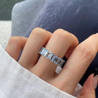Blue Topaz Color Zirconia Silver Ring