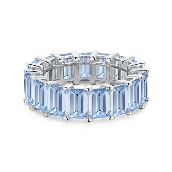 Blue Topaz Color Zirconia Silver Ring