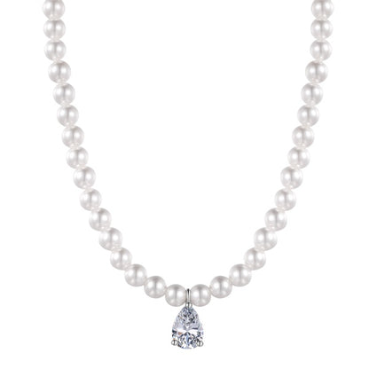 "Silver Elegance: 5MM Shell Pearl Necklace"