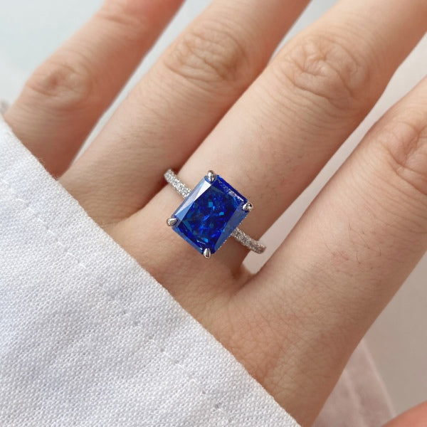 Tektaş Safir Renkli Zirkonyum Gümüş Yüzük