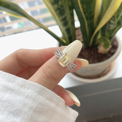 Golden Glow Yellow Citrine Solitaire Ring