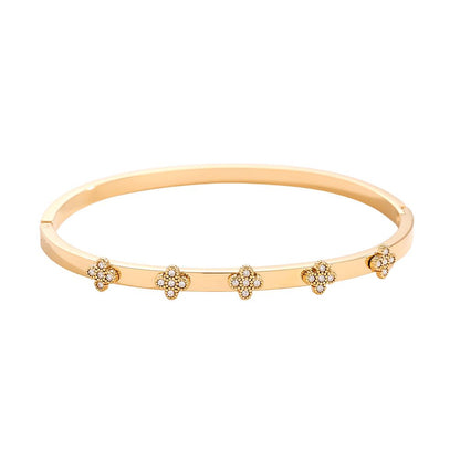 Diamond Lucky Flower Stainless Steel Bangle